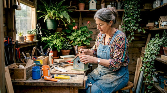 Artisan crafting handmade wooden decor in home studio