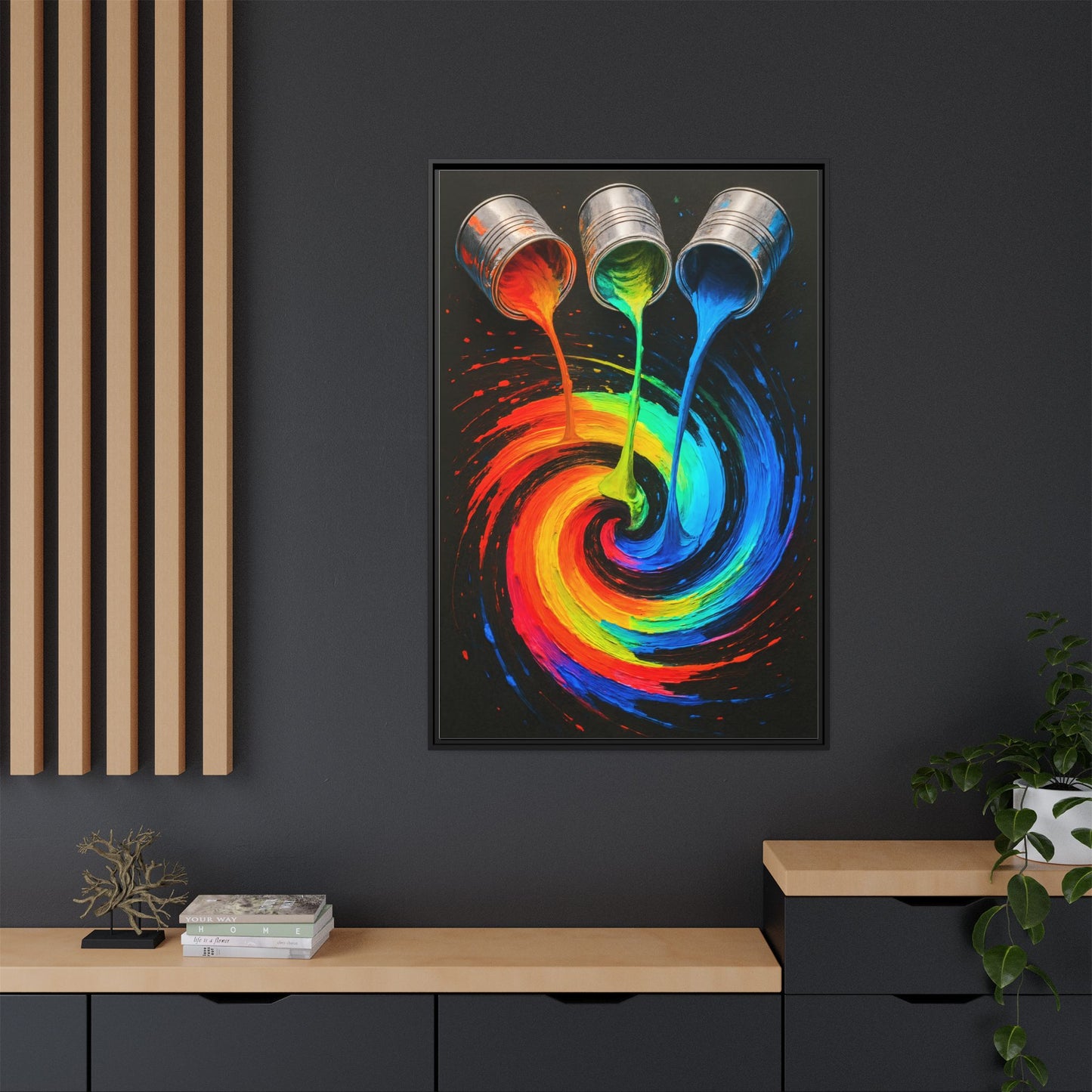 Colorful Abstract Wall Art Framed Canvas Print  - Melt Design