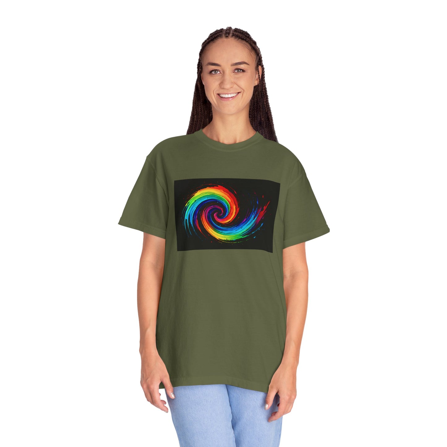 Colorful Swirl Unisex Garment-Dyed T-Shirt - Cyclone Design
