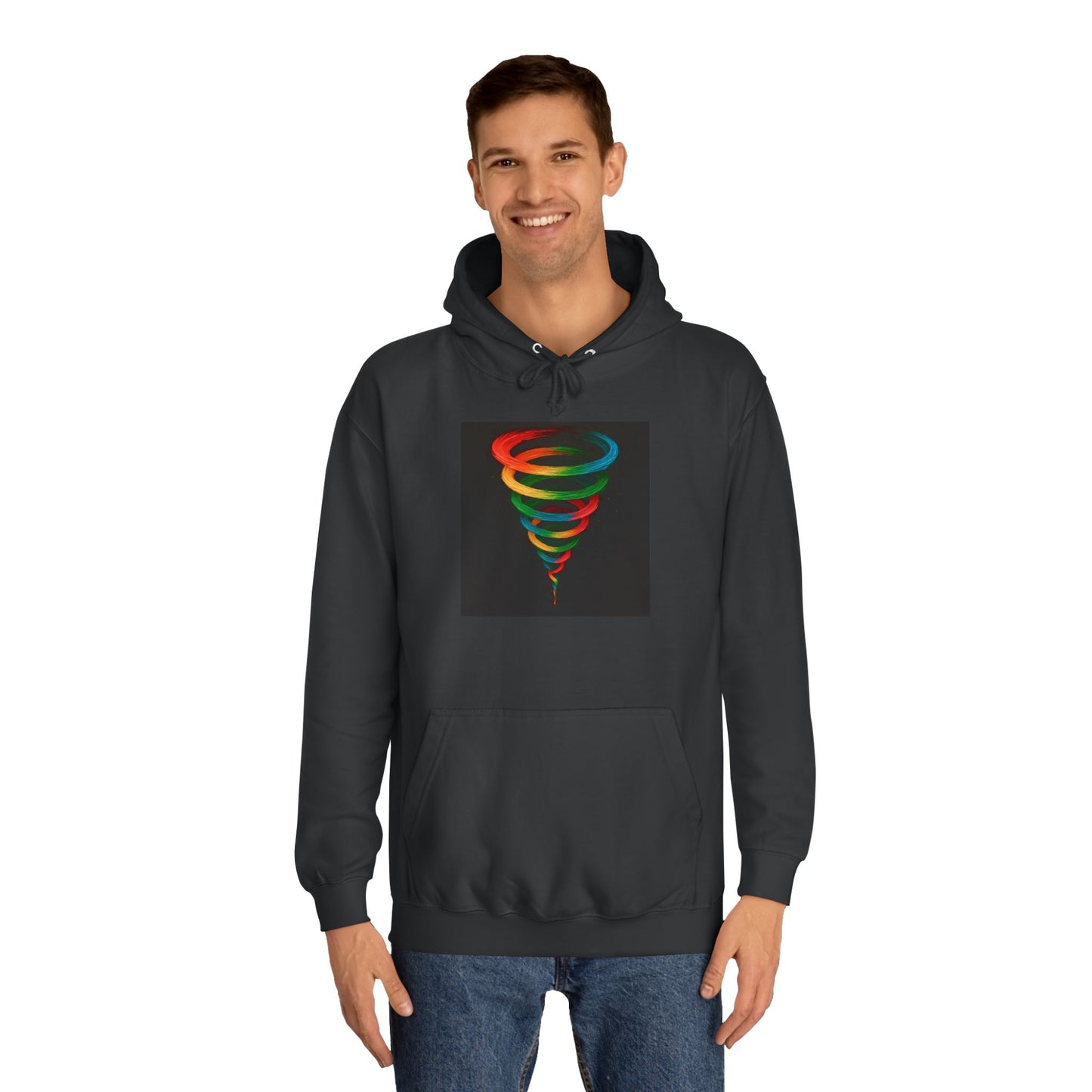 Colorful Tornado Unisex College Hoodie - Cyclone Design