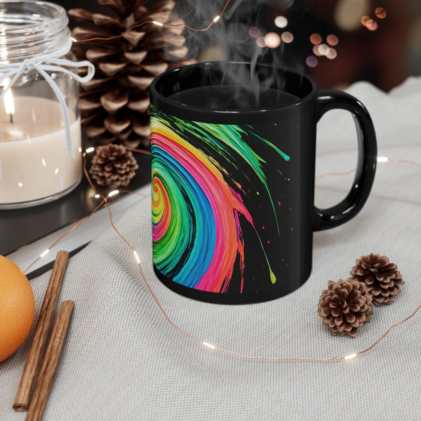 Colorful Swirl Black  Coffee Mug - Melt Design