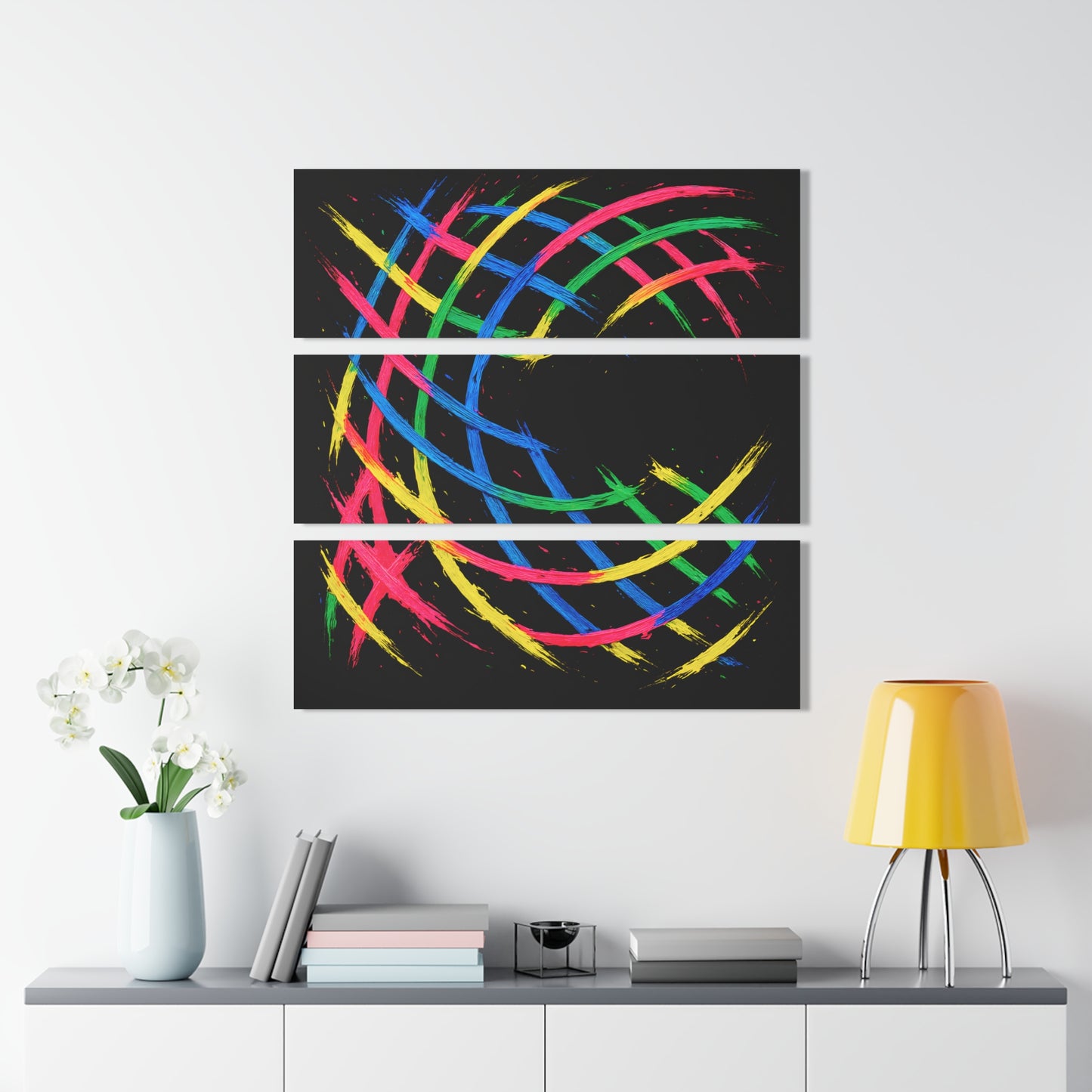 Colorful Triptych Wall Art Acrylic Prints - Weave Design