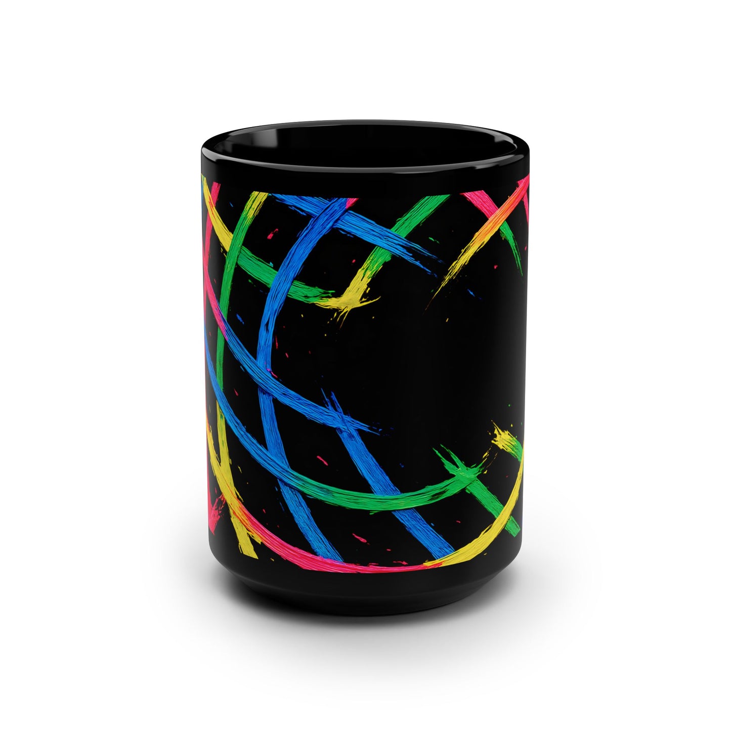 Colorful Brushstroke Black Mug, 15oz – Weave Design