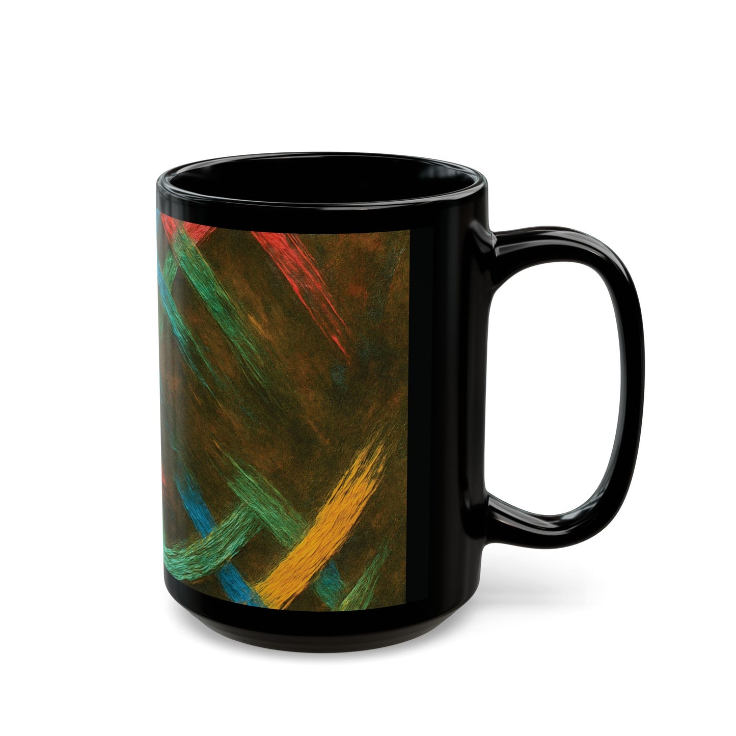 Vibrant Weave Design Black Mug (11oz, 15oz)