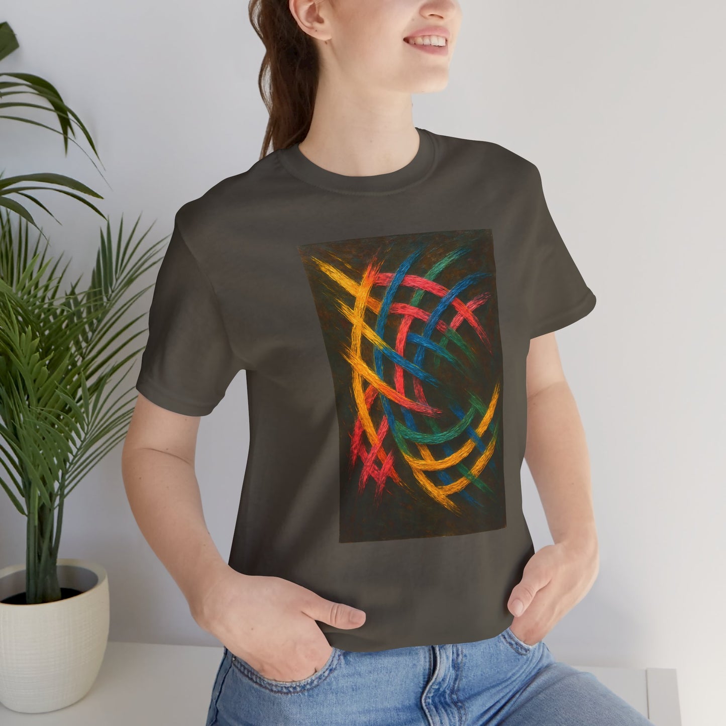 Colorful Abstract Art Tee for Creative Souls - Weave Design