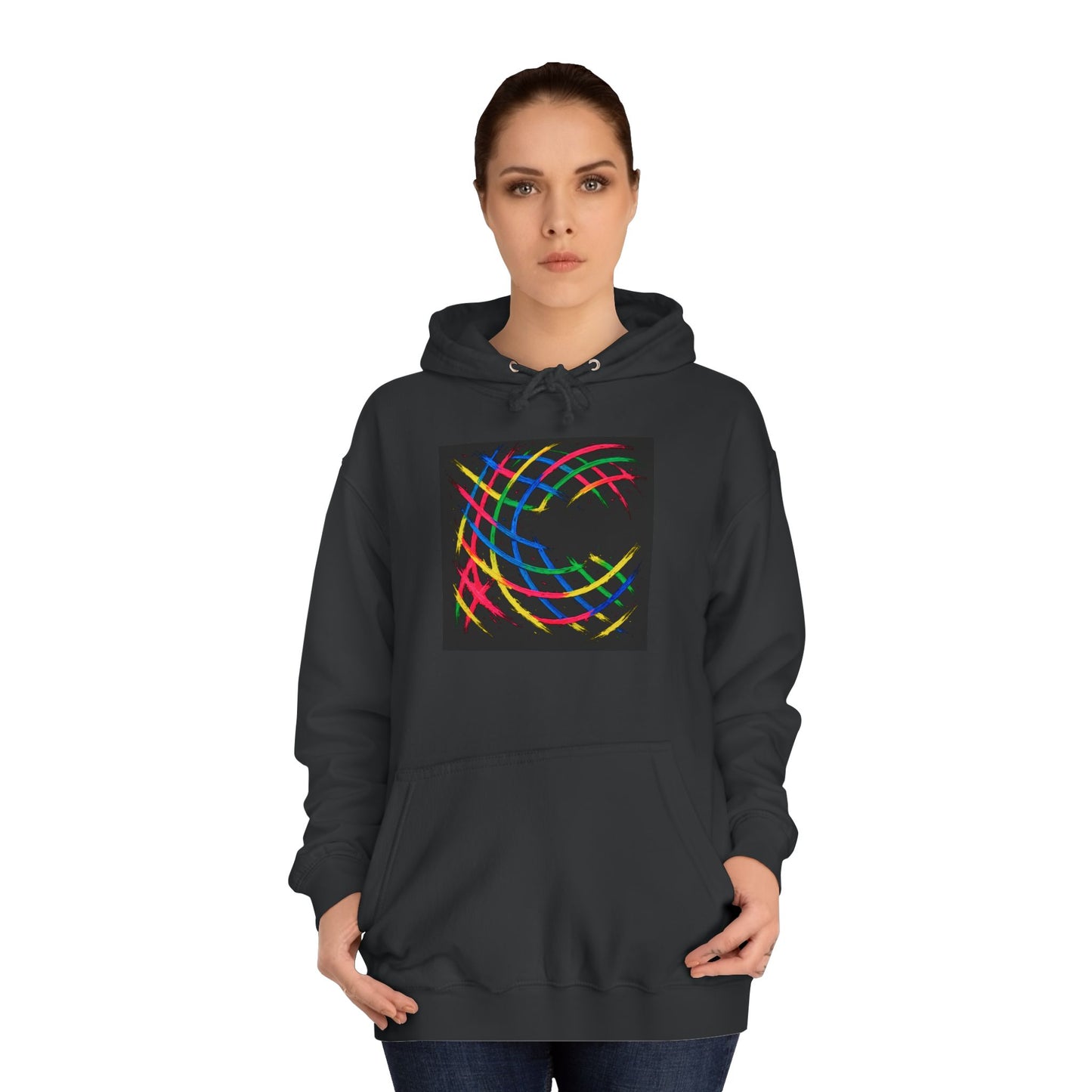 Vibrant Abstract Hooded Sweatshirt - Weave Design