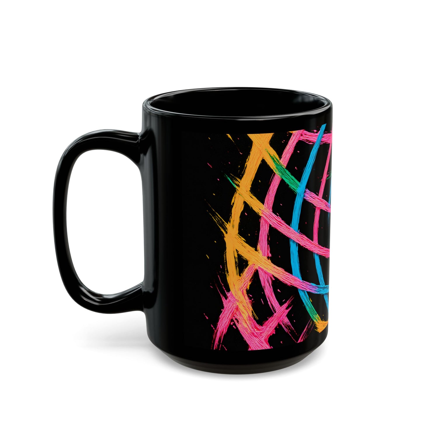 Colorful Abstract Black Mug - Weave Design