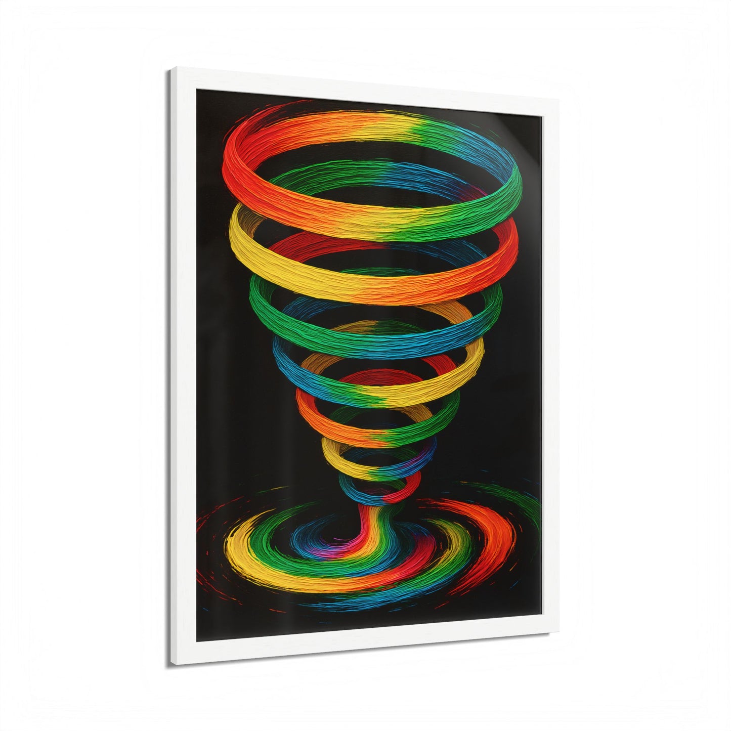 Vibrant Spiral Framed Wall Art - Cyclone Design