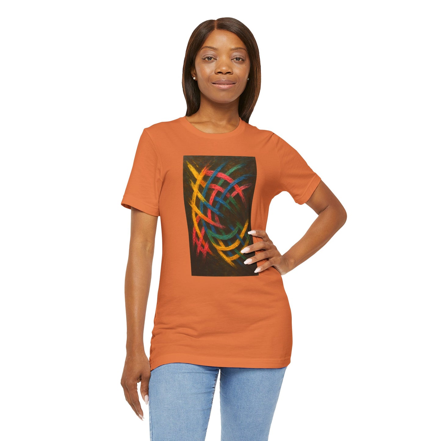 Colorful Abstract Art Tee for Creative Souls - Weave Design