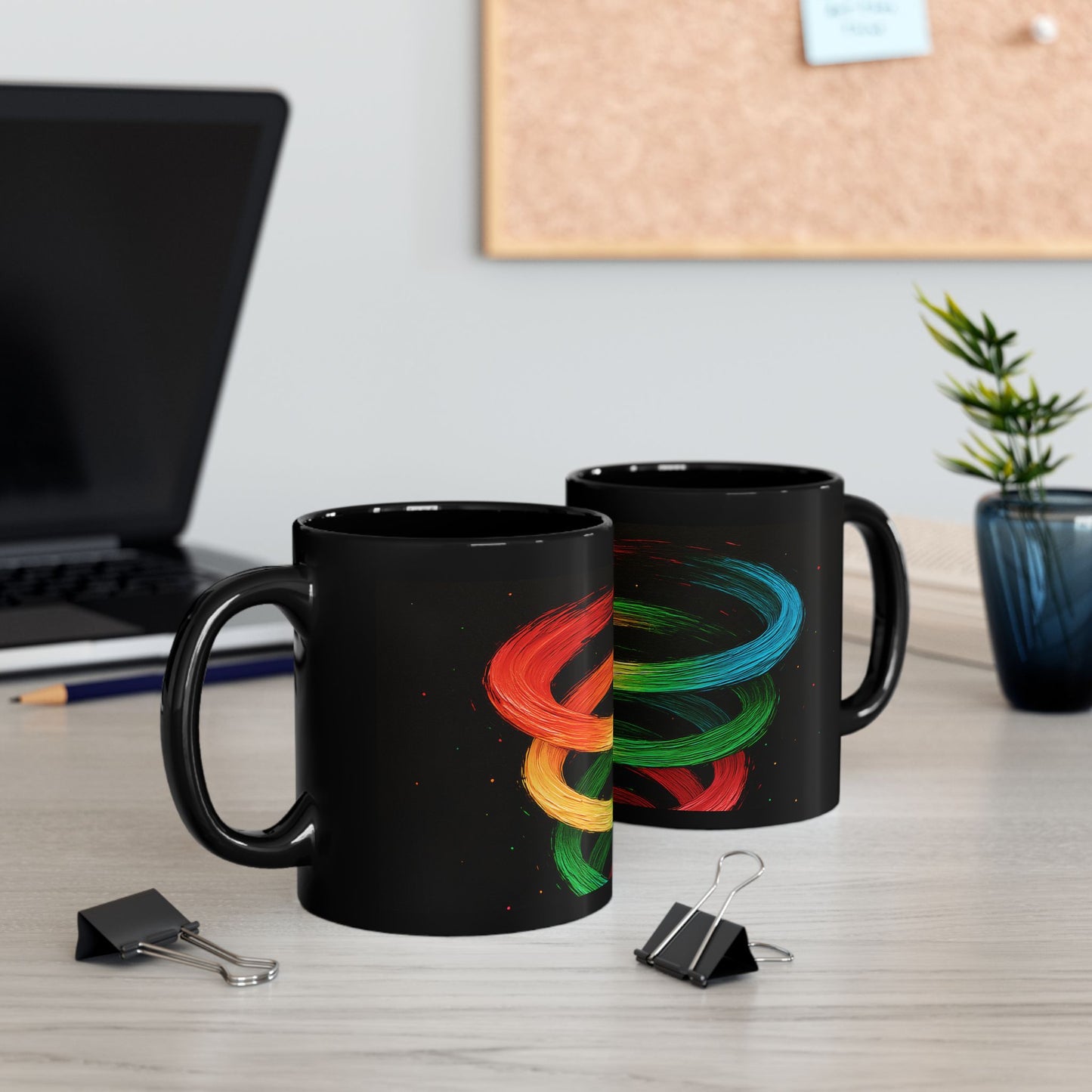 Colorful Swirl Black Mug - Cyclone Design