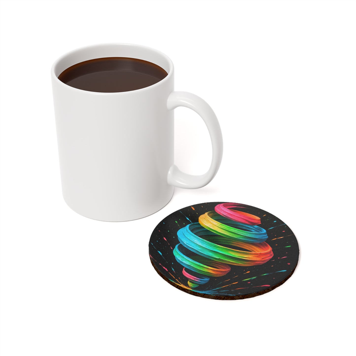 Colorful Swirl Cork Back Coaster - Cyclone Design