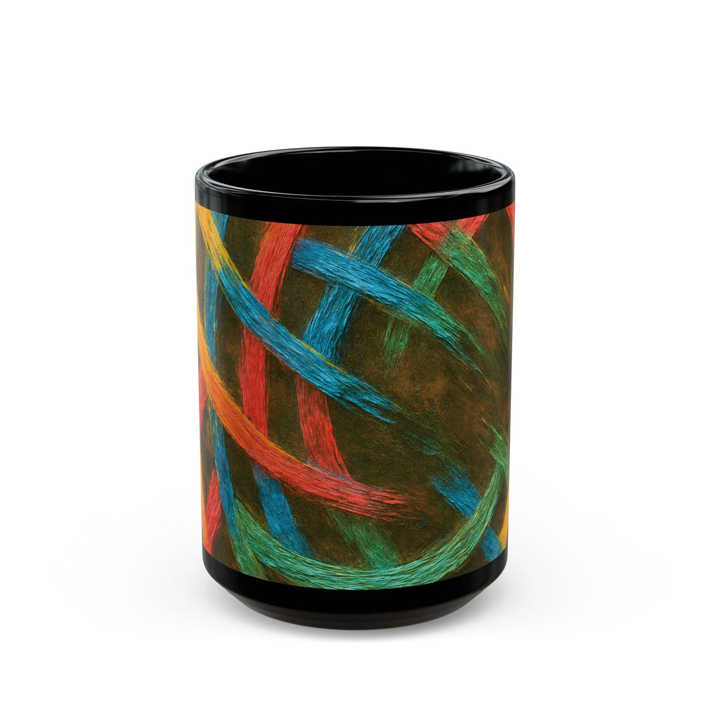 Vibrant Weave Design Black Mug (11oz, 15oz)