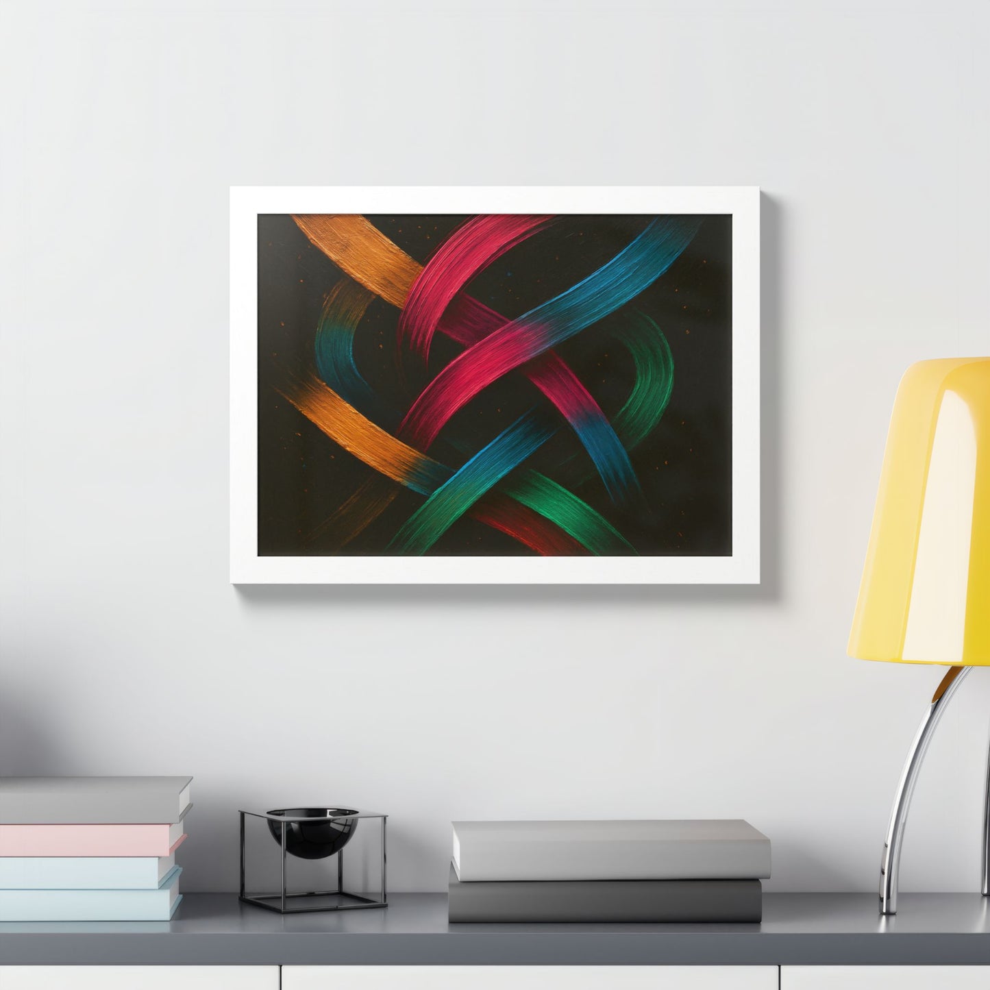 Vibrant Wooden Framed  Gallery Wall Art - Weave Design