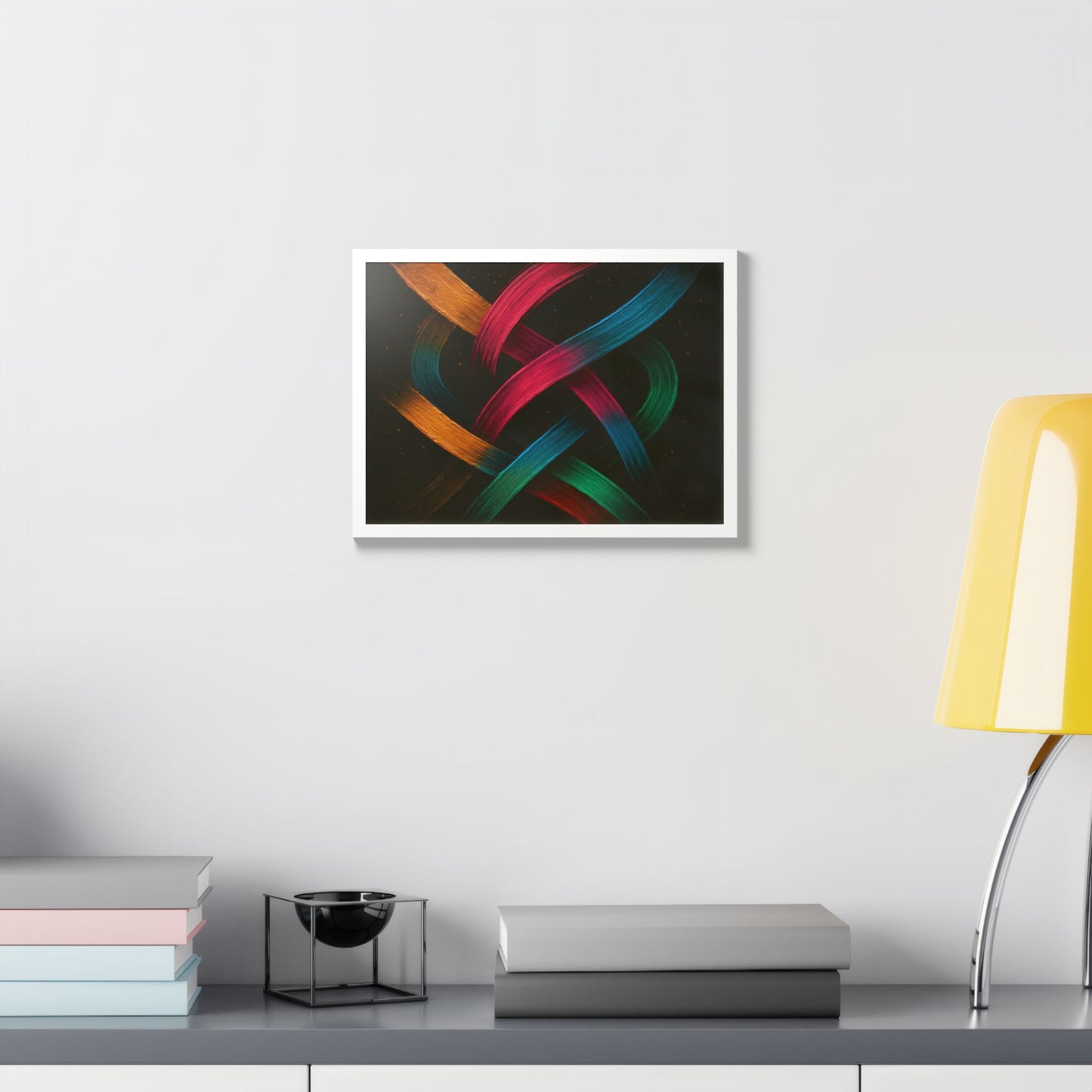 Vibrant Wooden Framed  Gallery Wall Art - Weave Design