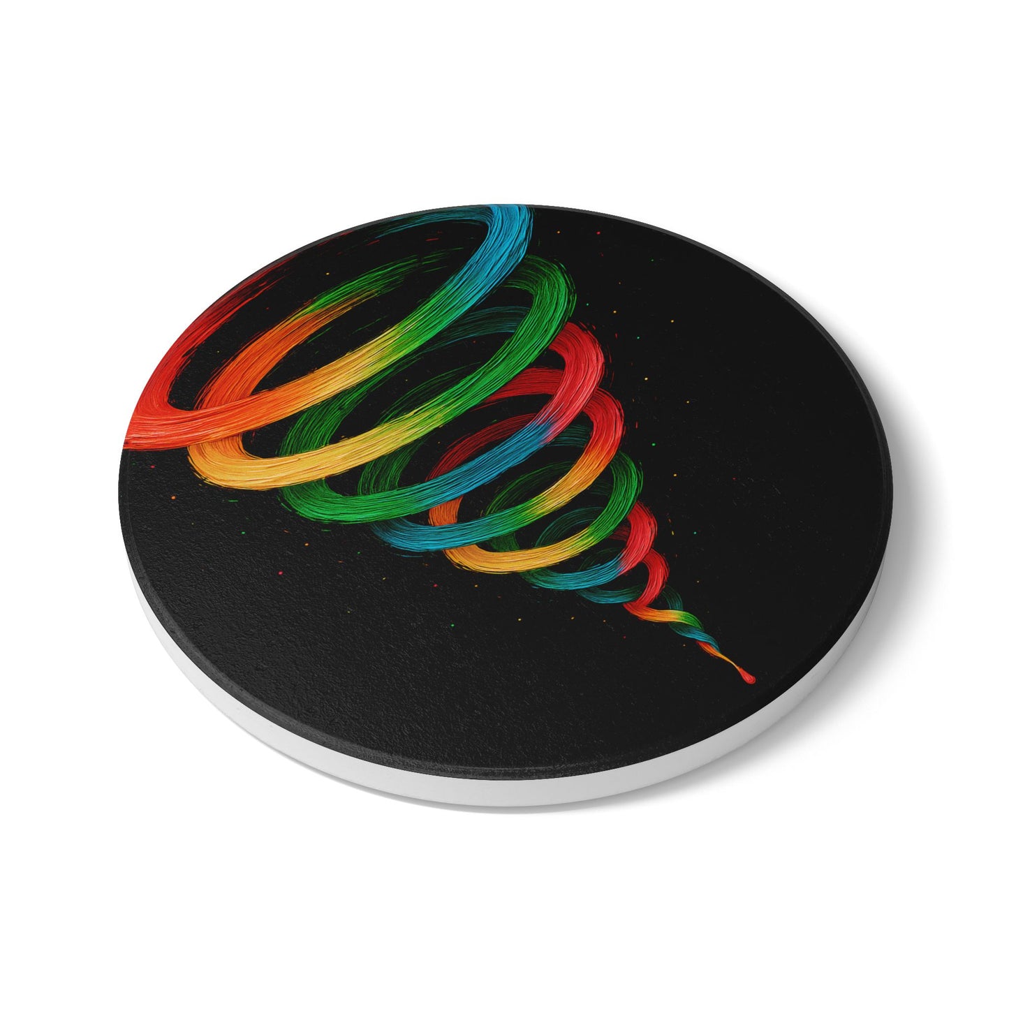 Vibrant Spiral Ceramic Coaster - Cyclone Design
