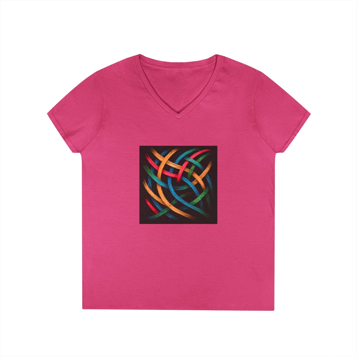 Chic Casual Wear V-Neck T-Shirt for Women - Weave Design