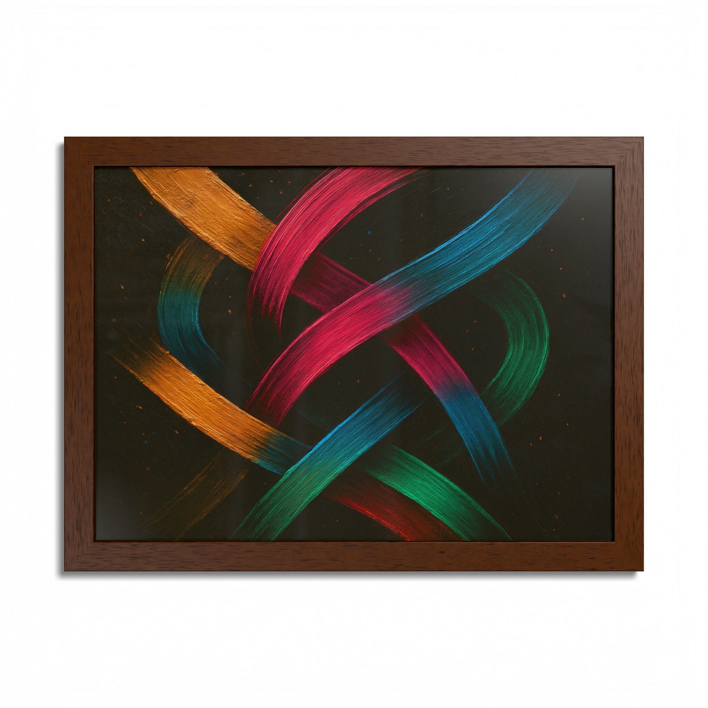 Vibrant Wooden Framed  Gallery Wall Art - Weave Design