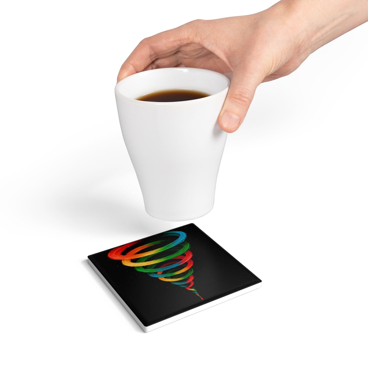 Vibrant Spiral Ceramic Coaster - Cyclone Design