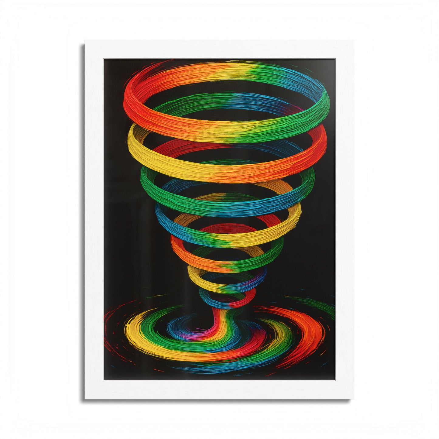 Vibrant Spiral Framed Wall Art - Cyclone Design