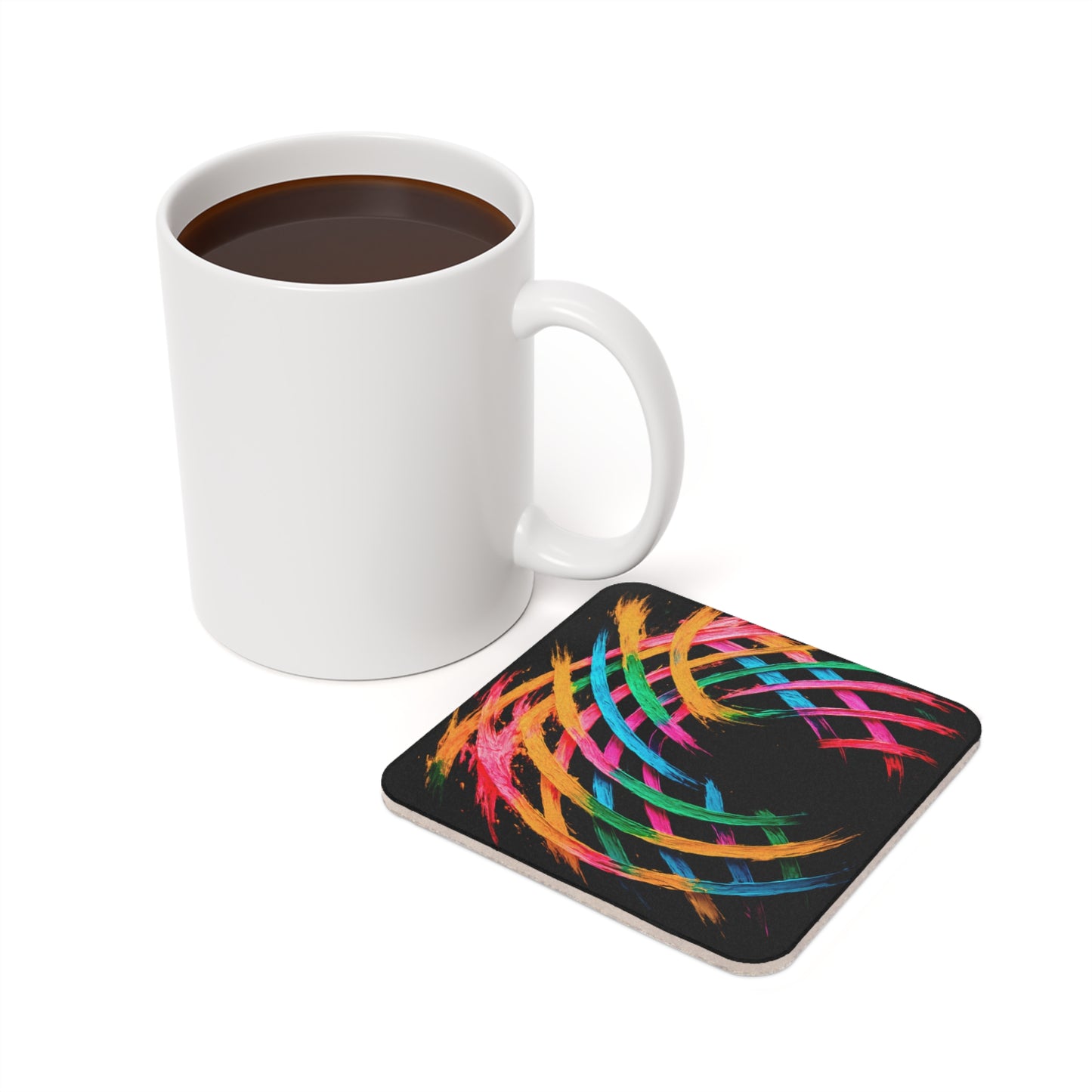 Vibrant Cork Back Coaster  - Weave Design