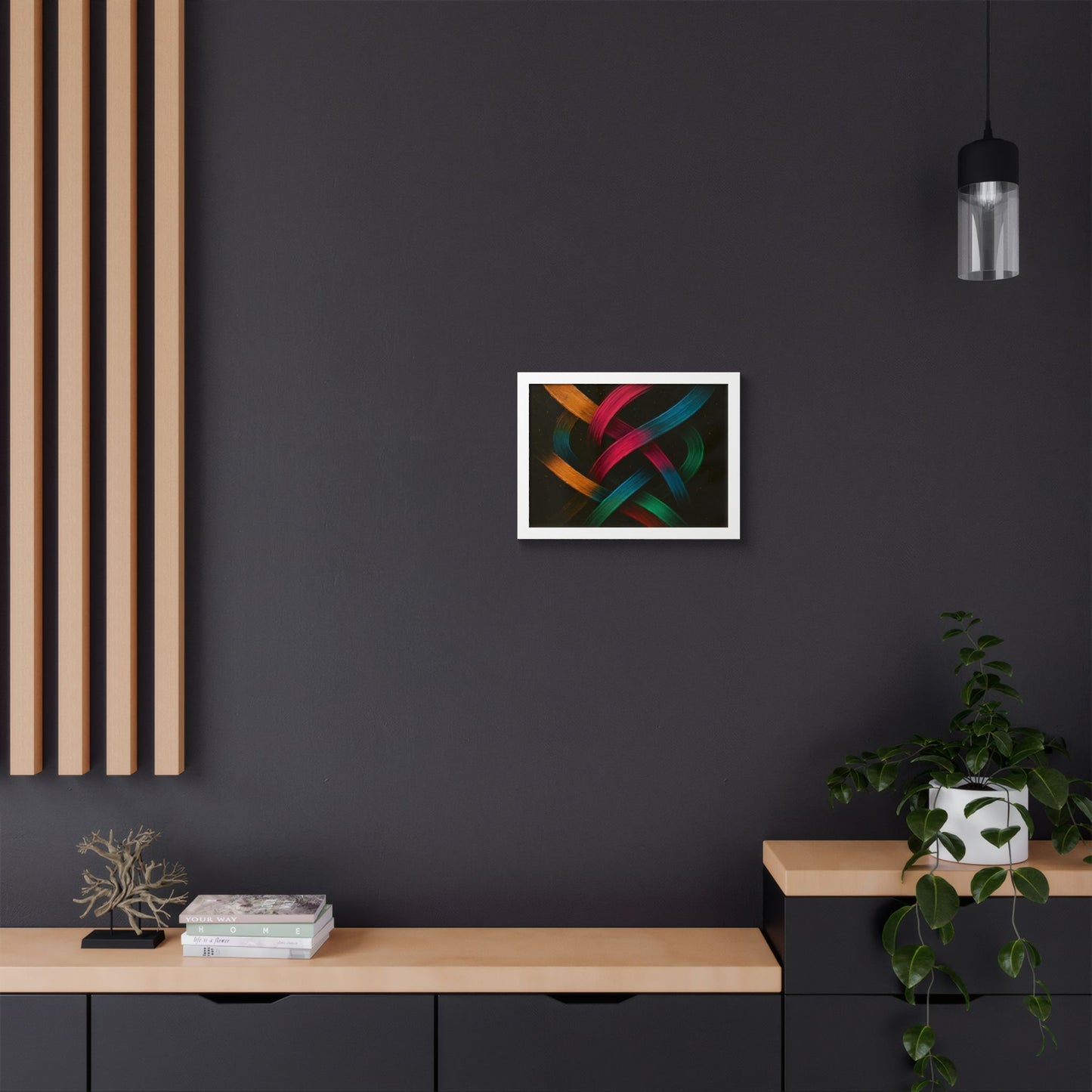 Vibrant Wooden Framed  Gallery Wall Art - Weave Design