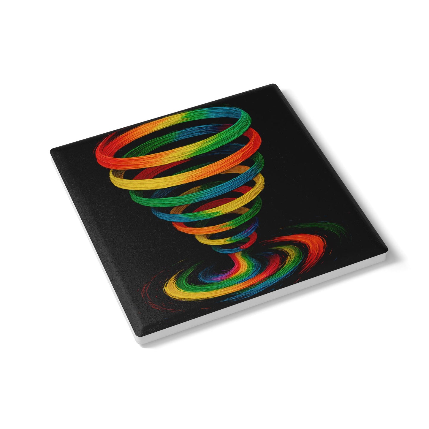 Rainbow Swirl Ceramic Coaster - Cyclone Design