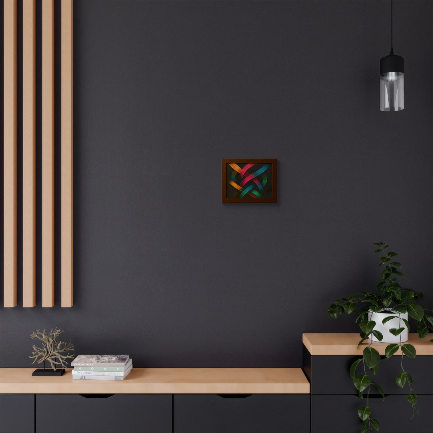 Vibrant Wooden Framed  Gallery Wall Art - Weave Design