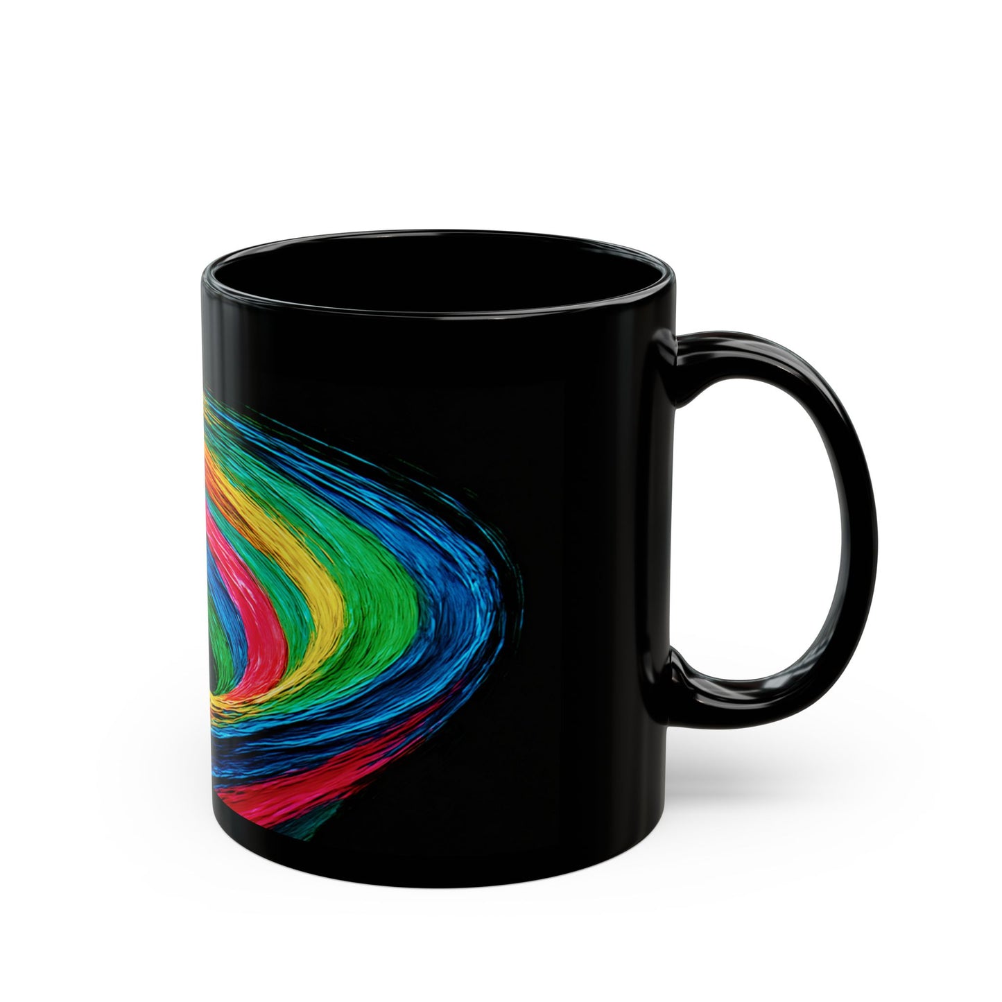 Colorful Swirl Black  Artisanal Mug - Cyclone Design