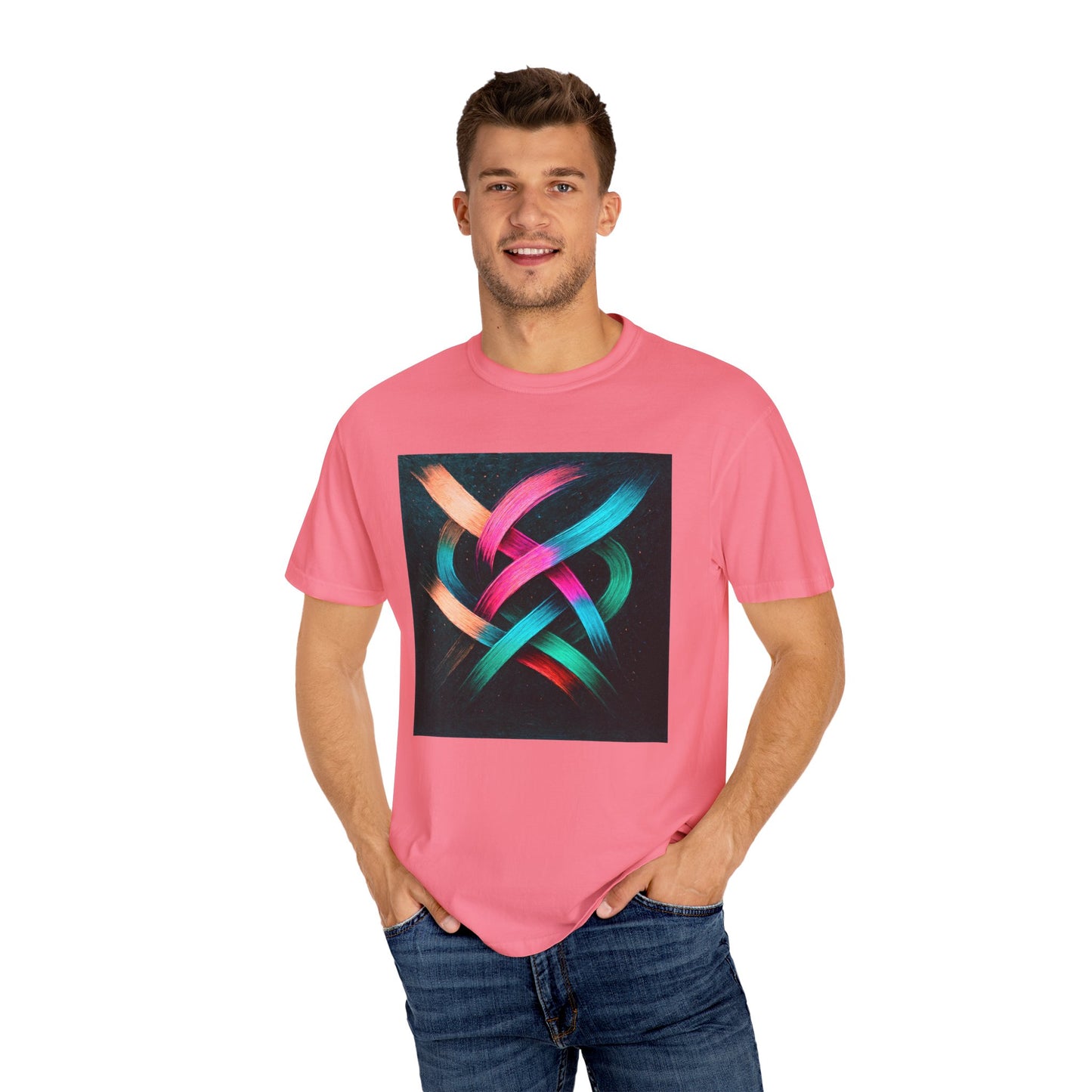 Vibrant Artistic Unisex Garment-Dyed T-shirt - Weave Design