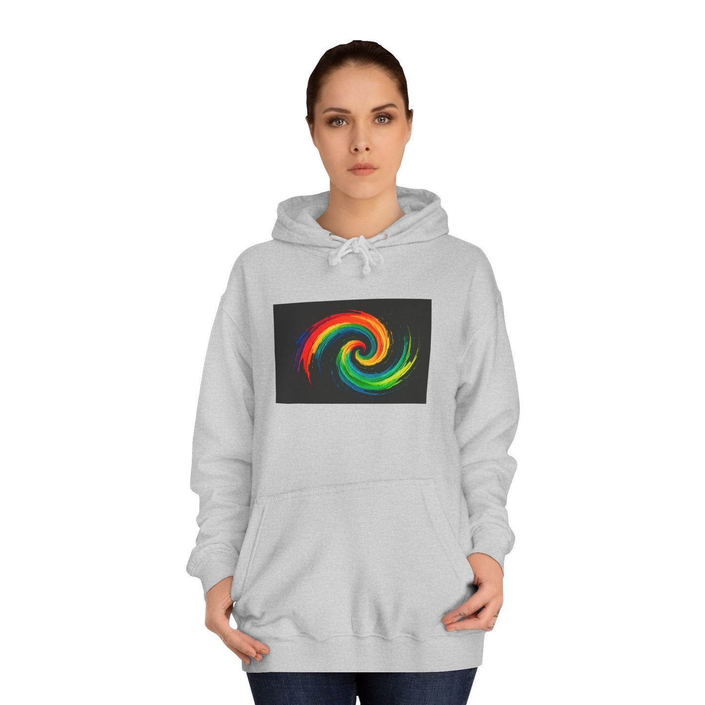 Unisex Vibrant Swirl College Hoodie - Cyclone Design