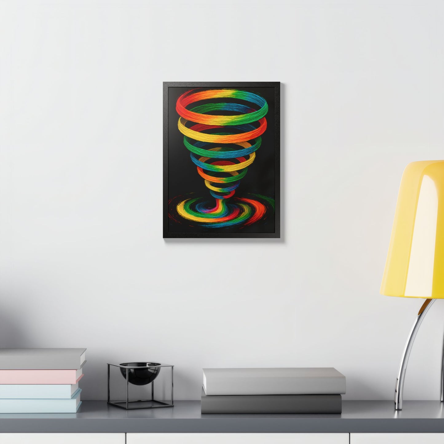 Vibrant Spiral Framed Wall Art - Cyclone Design
