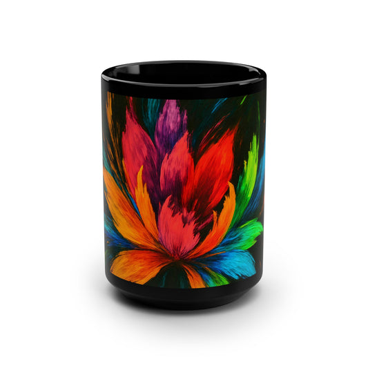 Vibrant Floral Black Mug - Melt Design