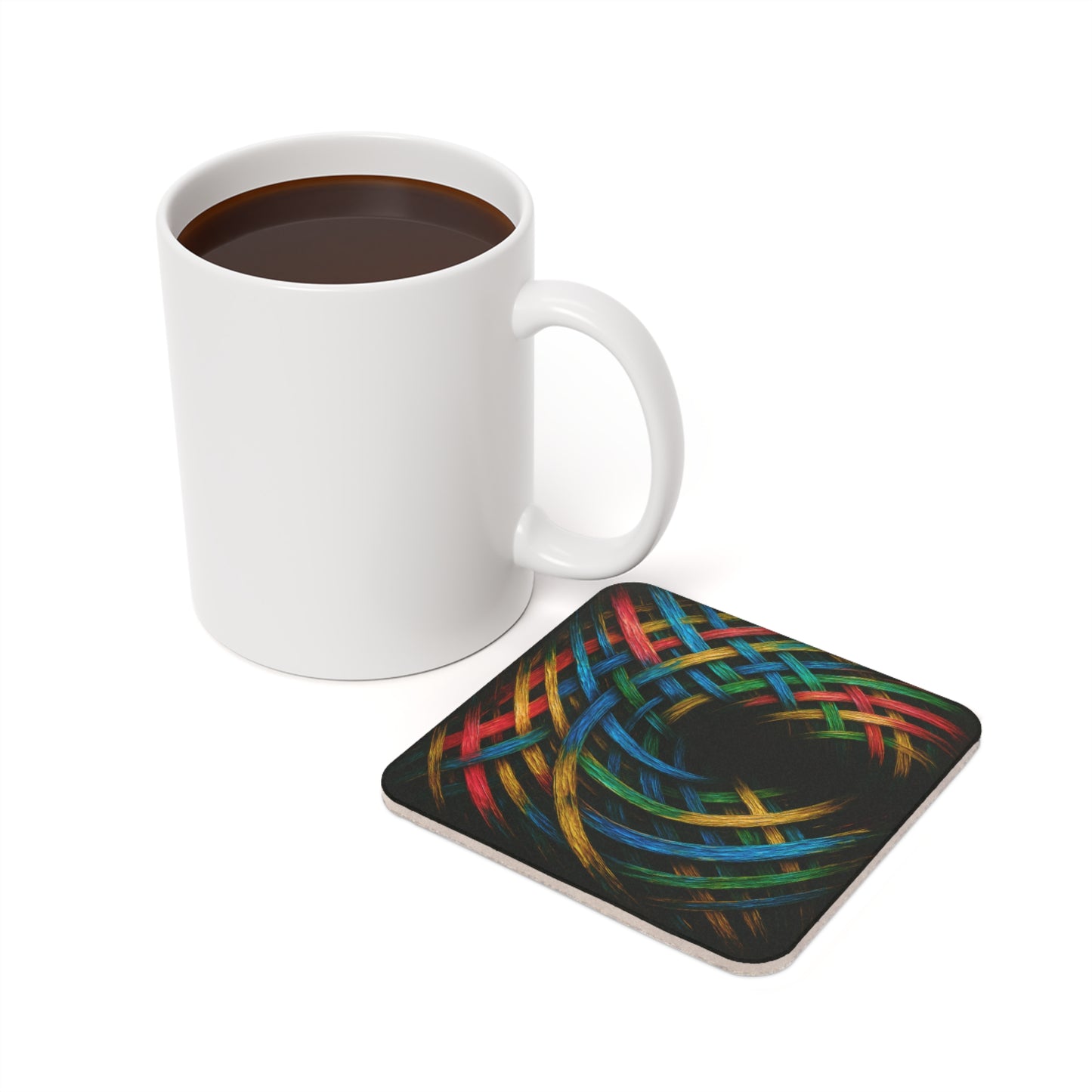 Colorful Woven Cork Back Coasters - Weave Design
