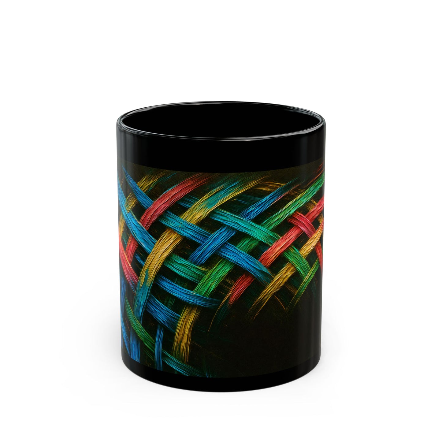 Colorful Woven Black Mug - Weave Design