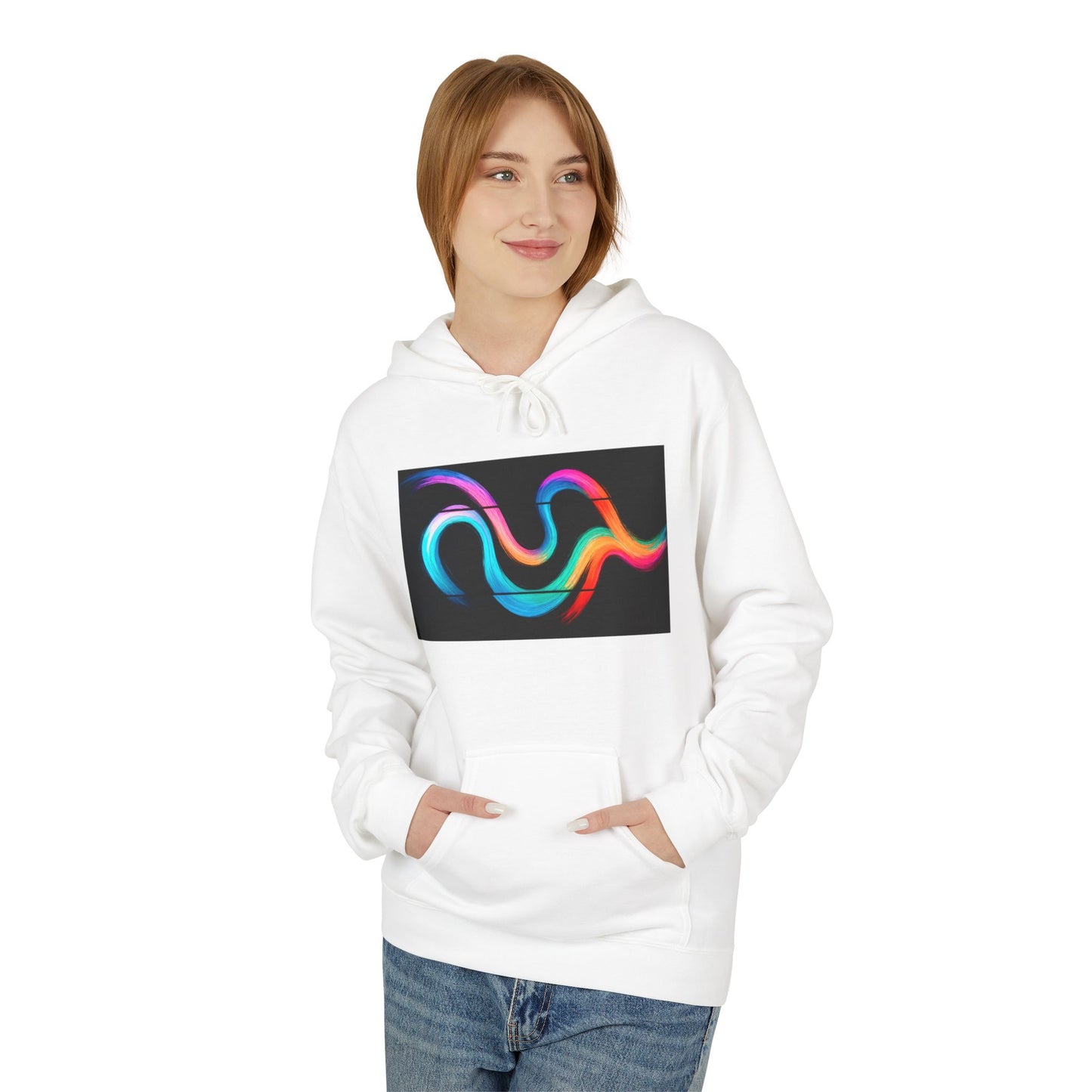 Colorful Wave Fleece Hoodie - Weave Design