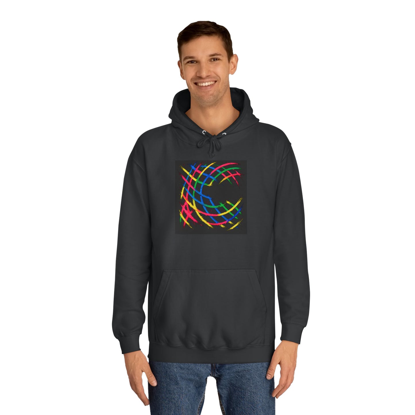Vibrant Abstract Hooded Sweatshirt - Weave Design