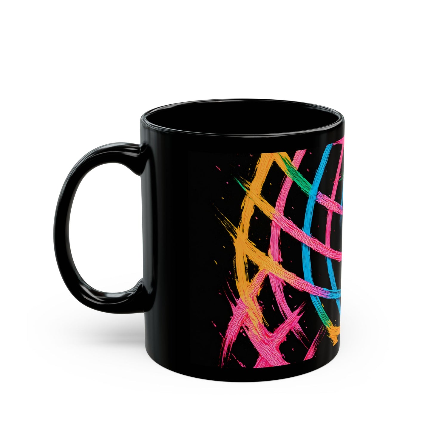 Colorful Abstract Black Mug - Weave Design