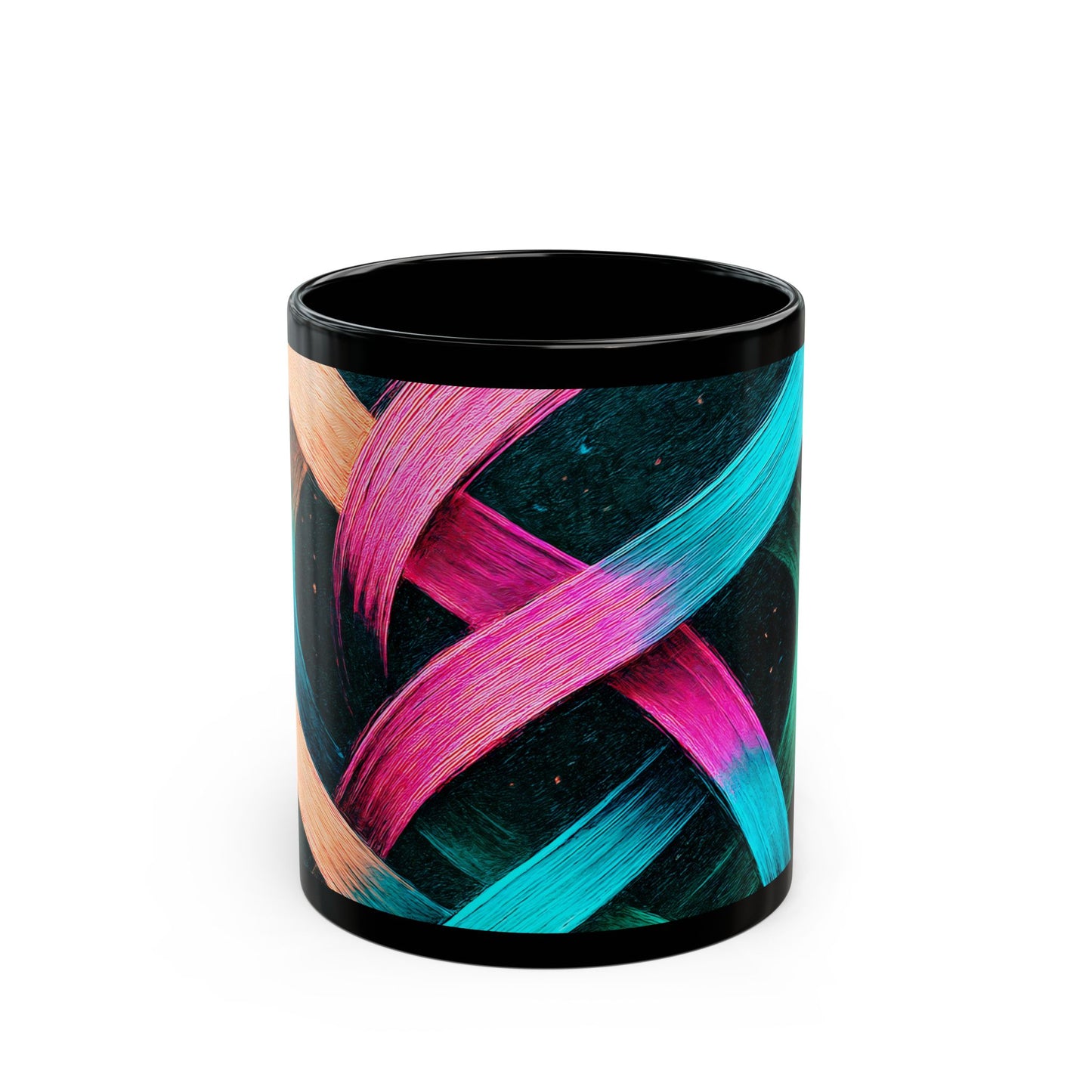 Colorful Brush Stroke Black Mug - Weave Design
