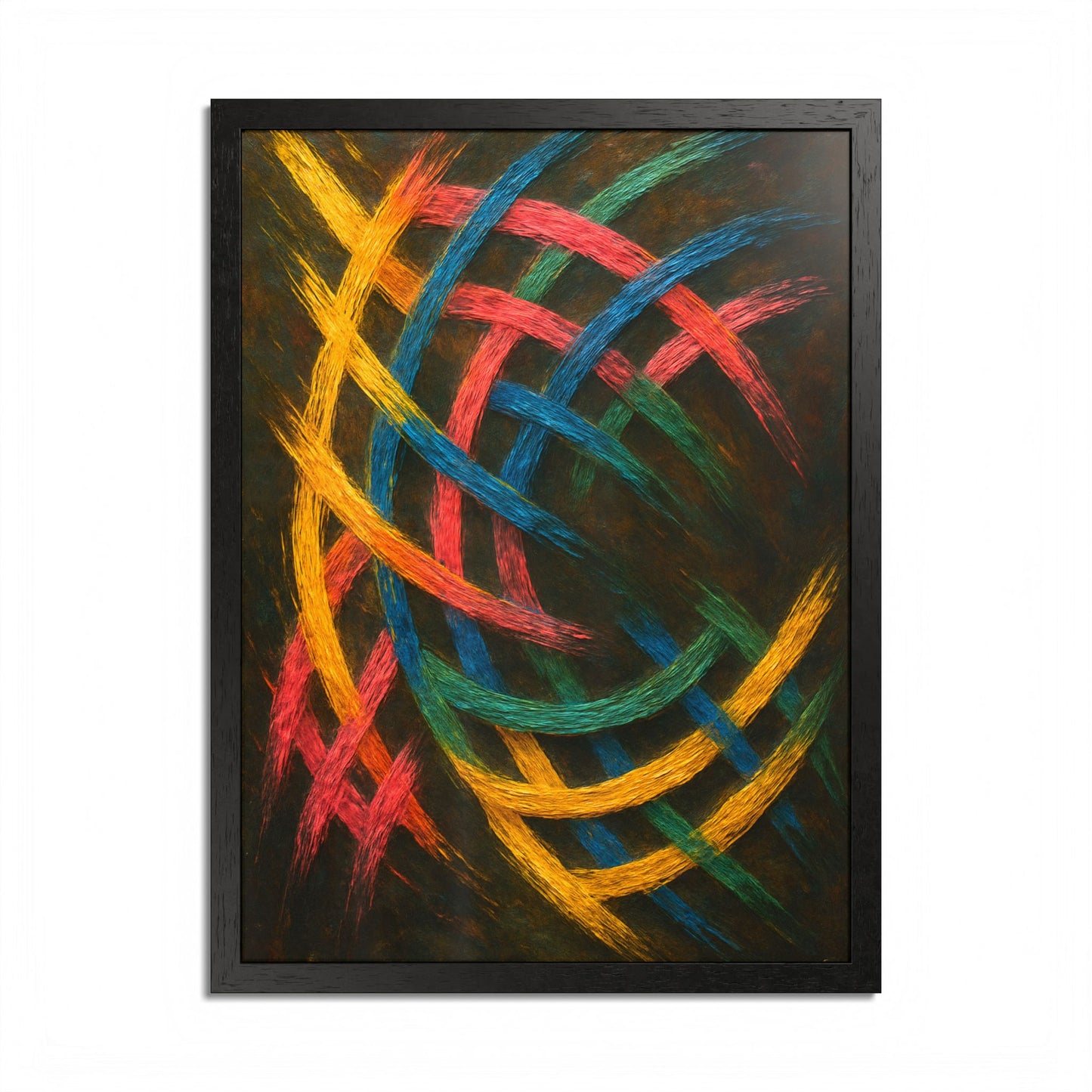 Vibrant Abstract wooden Framed Wall Art - Weave Design