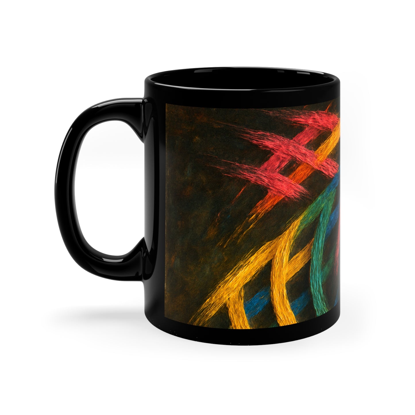 Colorful Abstract Coffee Mug, 11oz Ceramic Cup - Weave Design