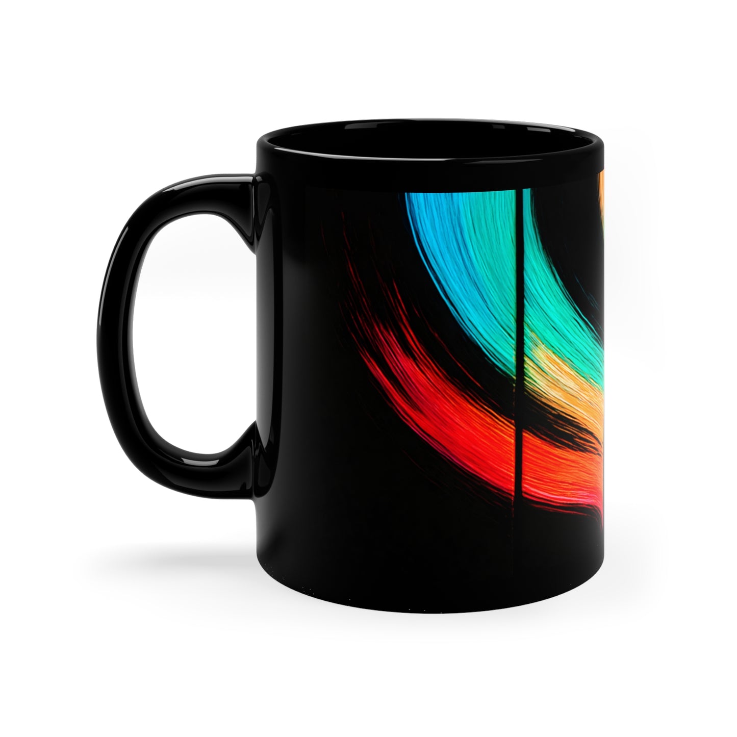 Colorful Artistic Black Coffee Mug - Weave Design