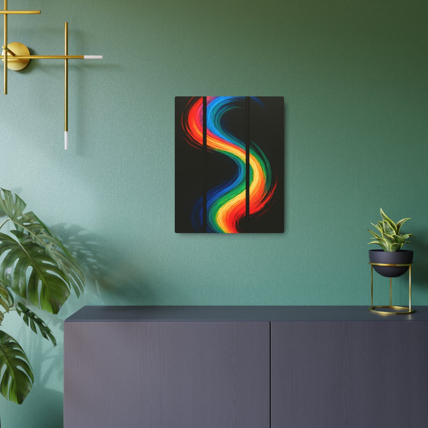 Vibrant Rainbow Metal Art - Weave Design