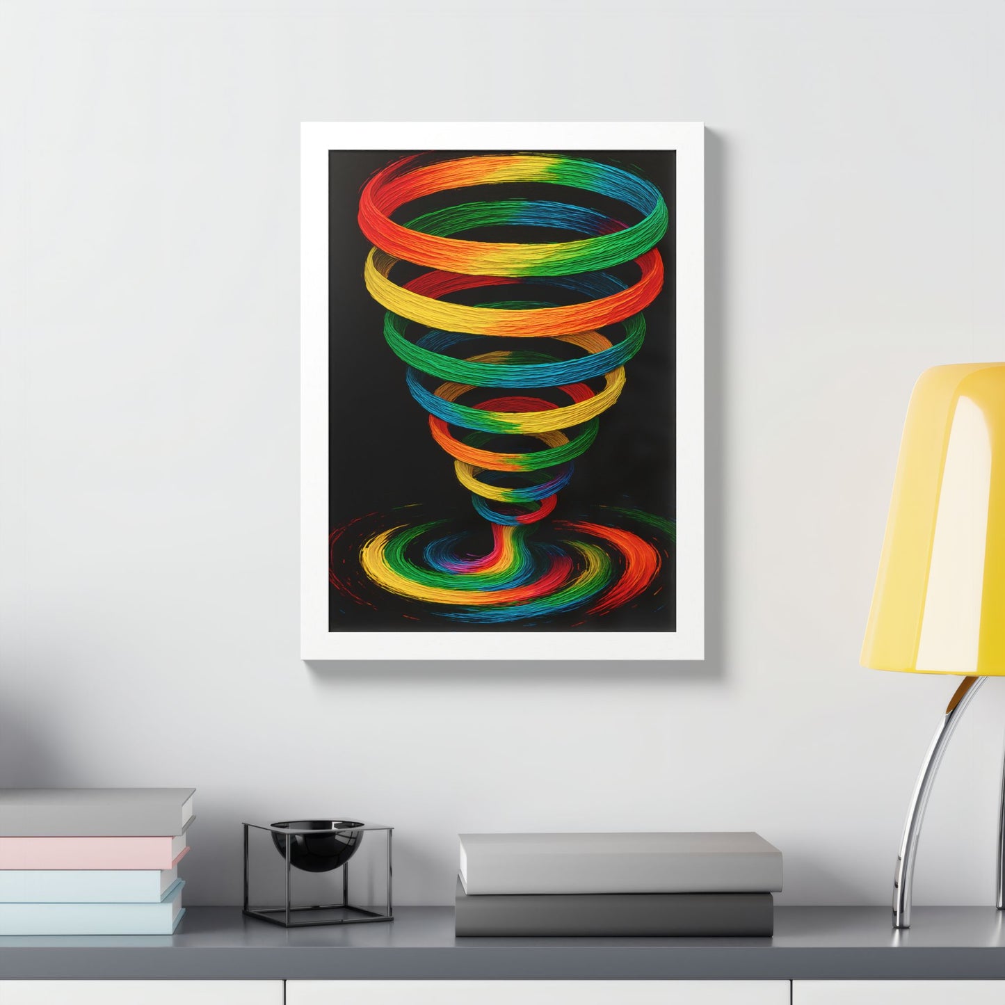 Vibrant Spiral Framed Wall Art - Cyclone Design