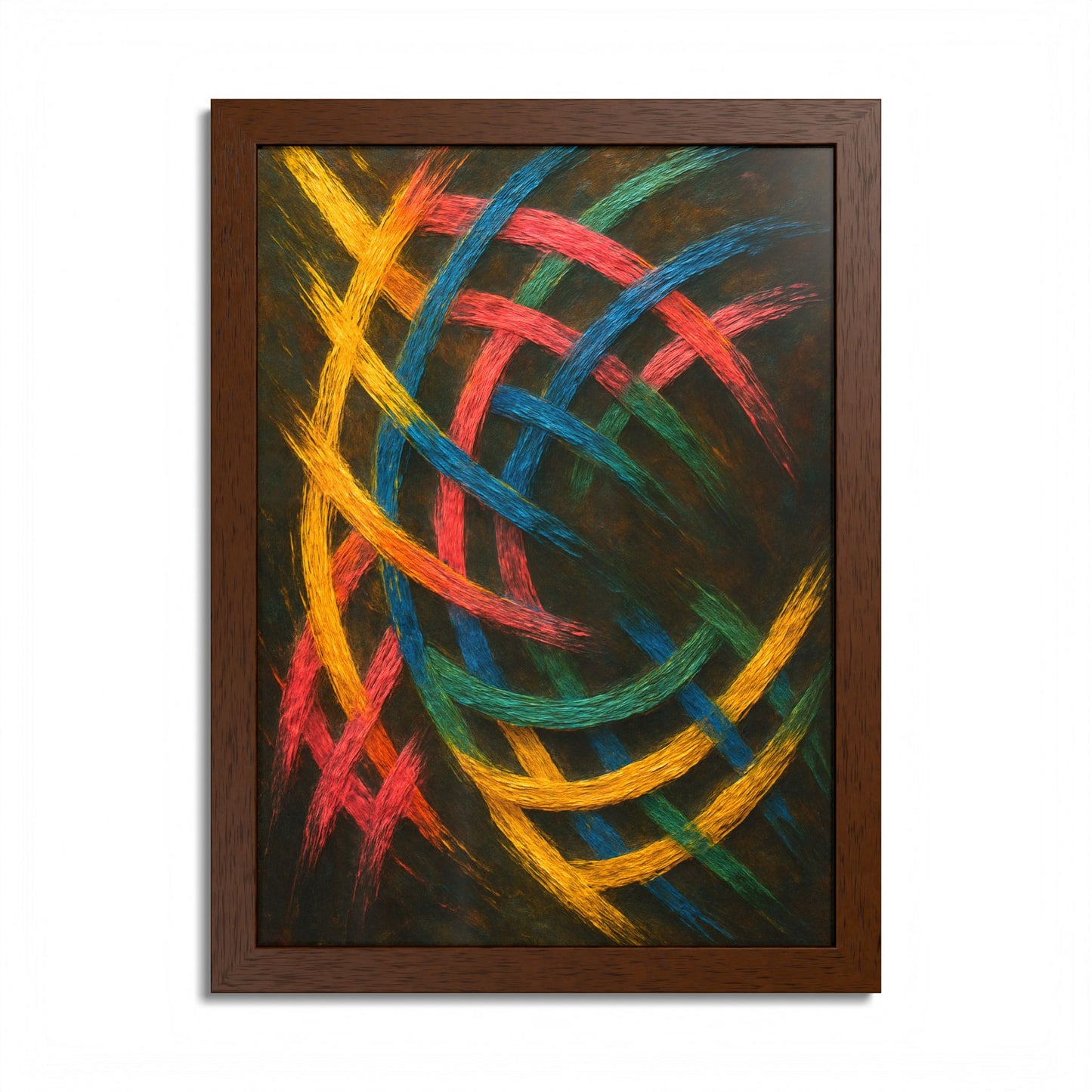 Vibrant Abstract wooden Framed Wall Art - Weave Design