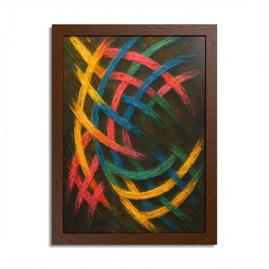Vibrant Abstract wooden Framed Wall Art - Weave Design