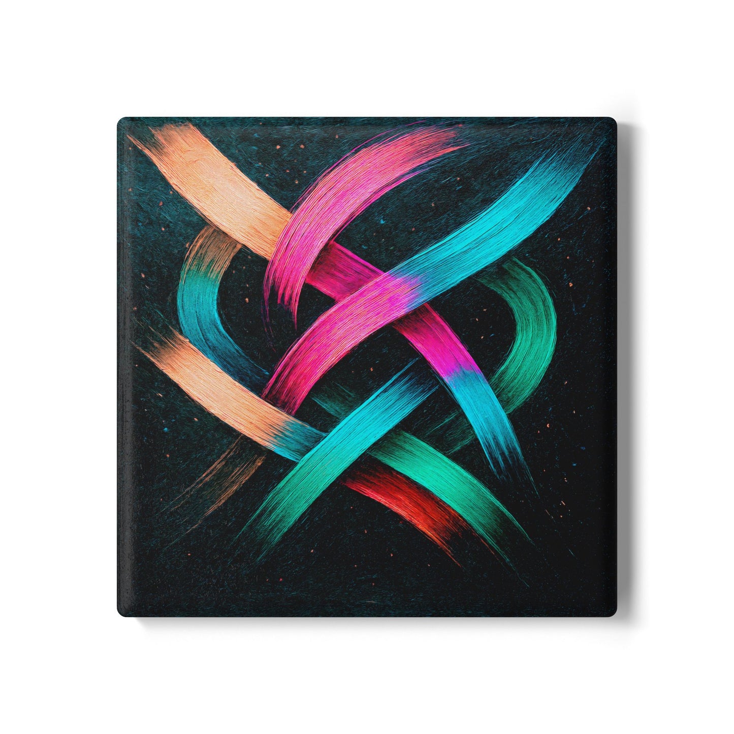 Vibrant Abstract Ceramic Coaster Set - Weave Design