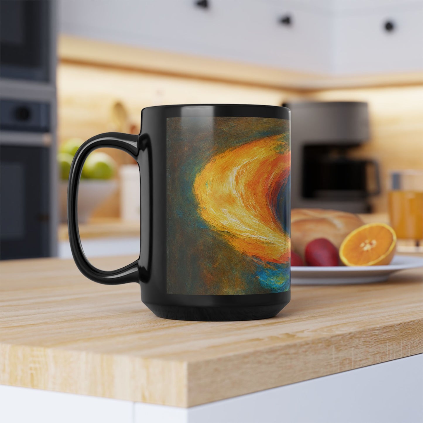 Black Mug for Art Lovers - Cyclone Design