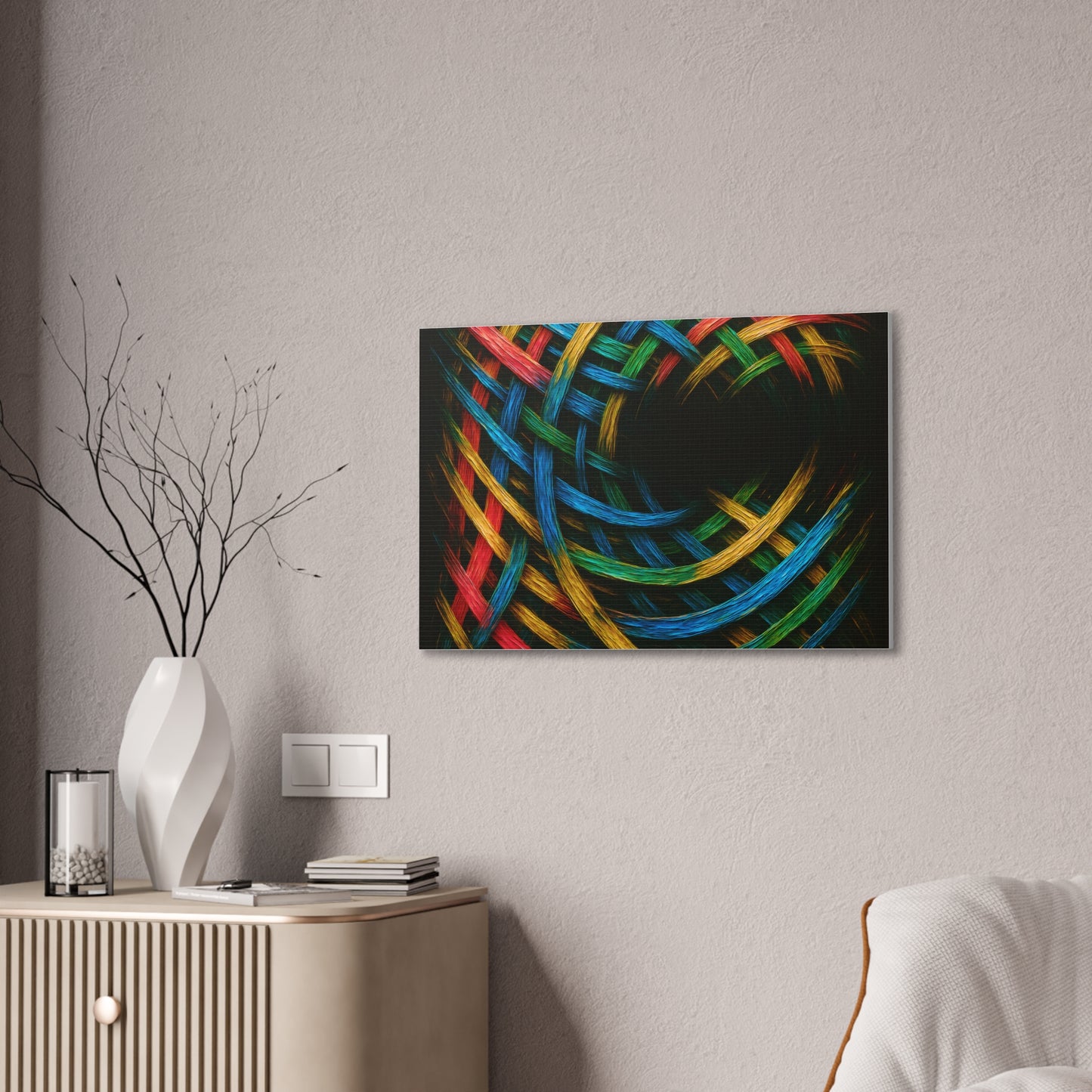 Vibrant Abstract Canvas Art - Weave Design