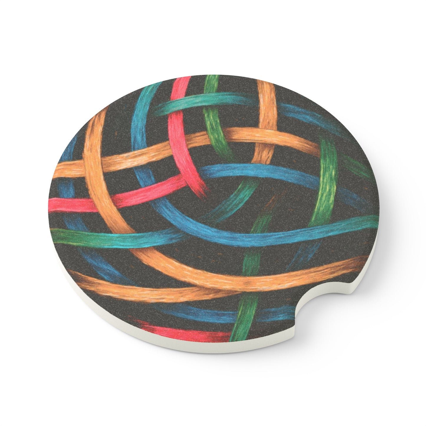 Colorful Soapstone Car Coaster Set - Weave Design