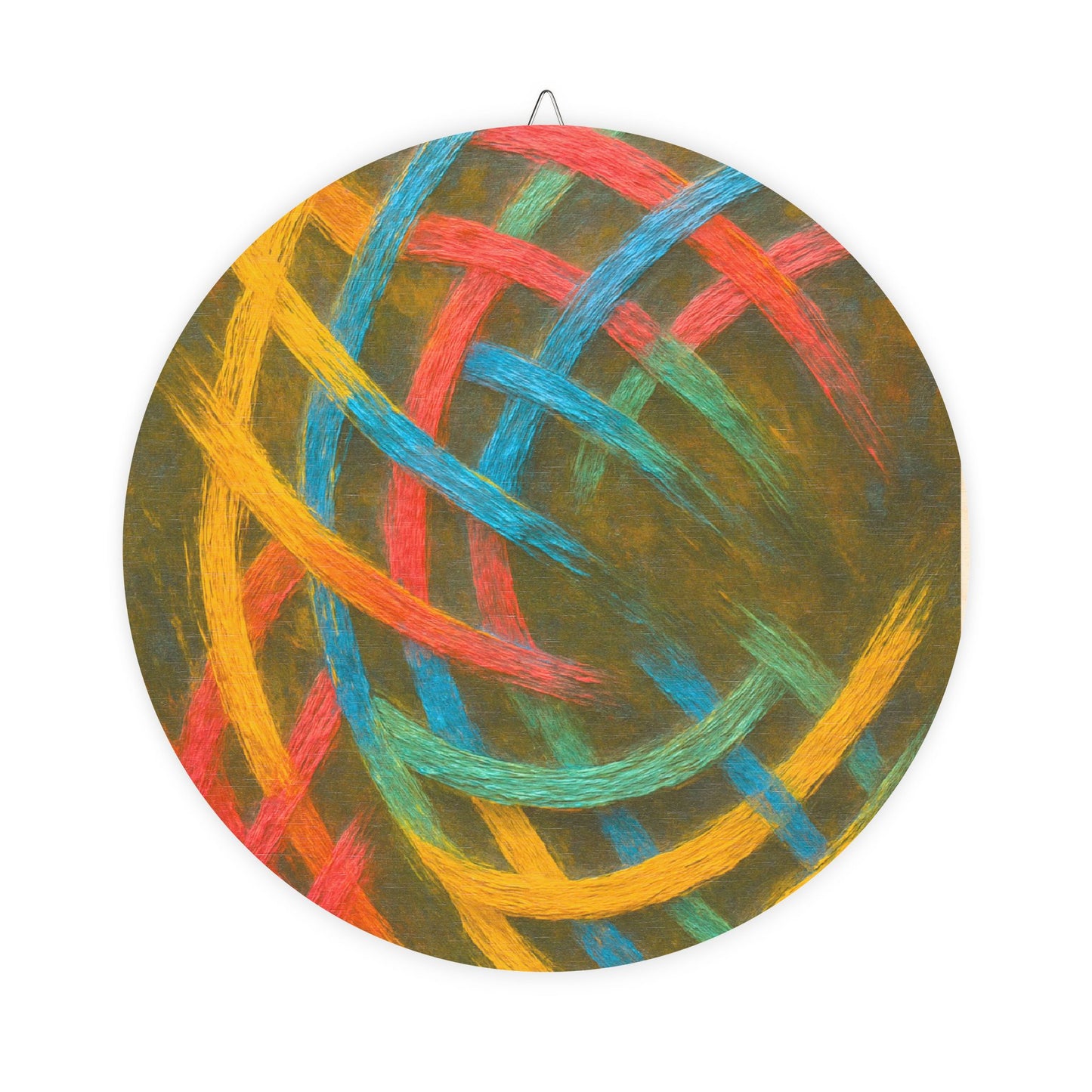 Colorful Circular Weave Art Wood Print